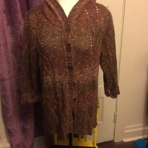 Multicolor hooded cardigan